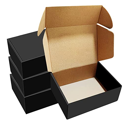 BoShahai 30 Pack 8x6x3 inches Black Shipping Boxes, Corrugated Mailer Boxes, Packaging Boxes for Products, Recyclable Cardboard Box, Flat Literature Mailers for Gifts, Clothings by Mailing