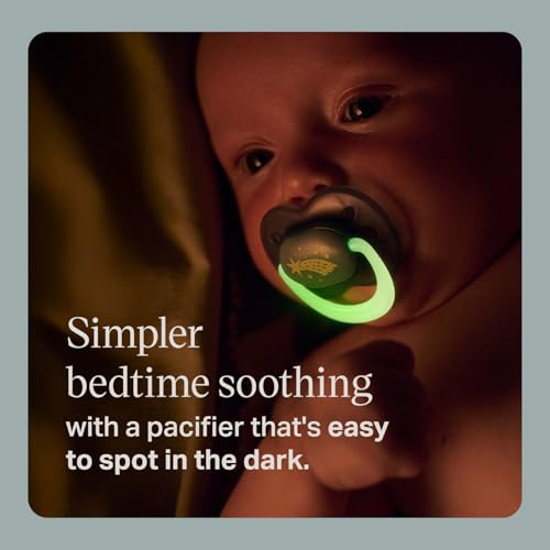 Image of Tommee Tippee Night Time Pacifier, 0-6 Months, Symmetrical Silicone Baglet, BPA-Free Binkies, Glow in The Dark Technology, Twilight Tones, Pack of 4