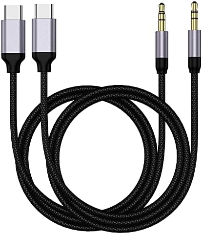 Aux to USB C, 2Pack 3.28ft USB C to 3.5mm Audio Aux Jack Cable，Car Stereo Cord Compatible for iPhone 16 Pro Max 15 Pro Max, Samsung Galaxy S24 S23 S22 S21 Note 20, Pixel 4 5 XL, iPad Pro