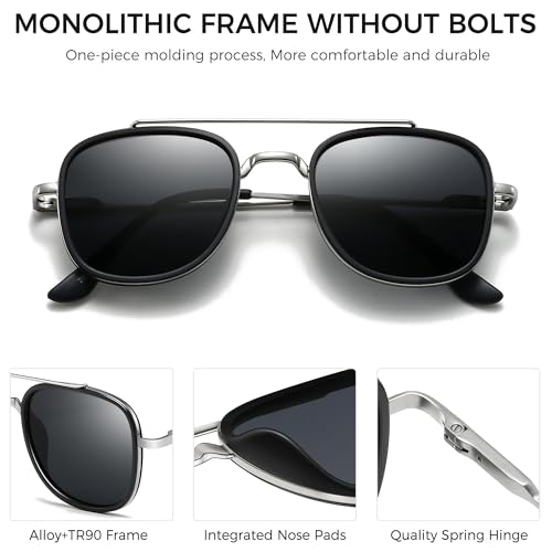 SUNGAIT Retro Small Aviator Sunglasses for Men Women Polarized UV400 Protection Driving Fashion3