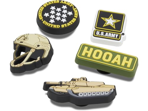 Image of Crocs Unisex's Jibbitz Military Shoe Charms for Adults, US Army, 5 Pack