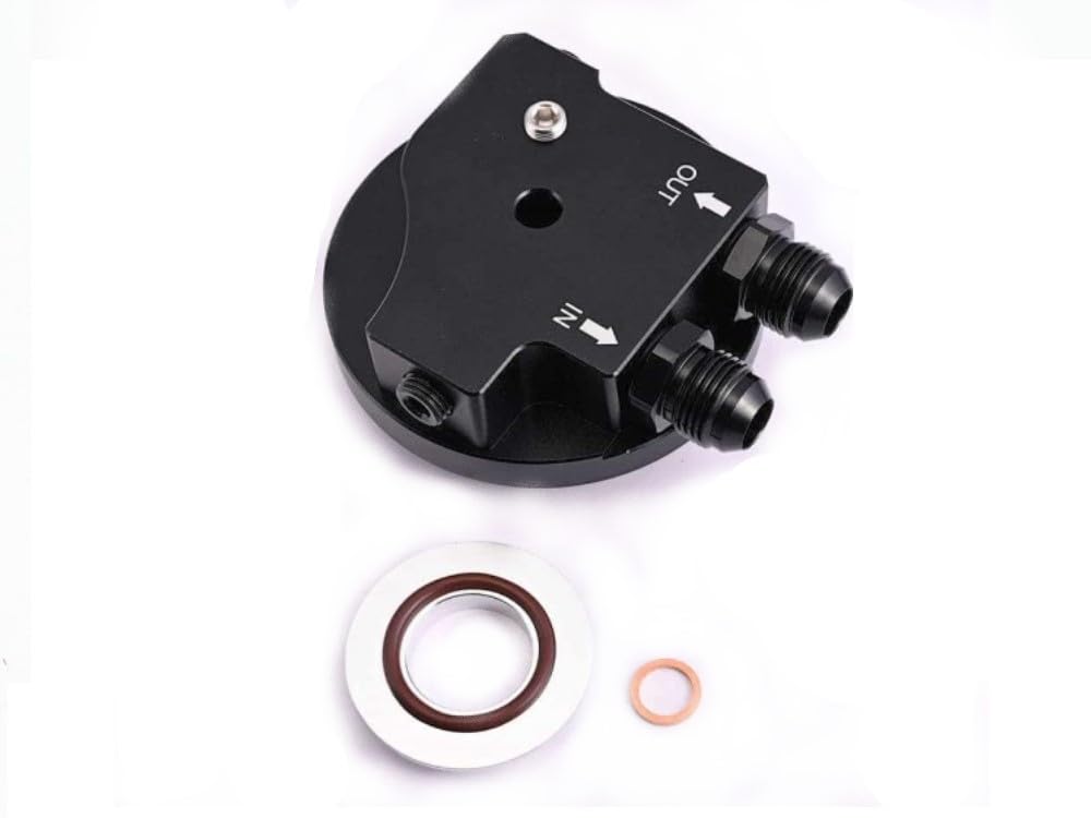 Coperchio filtro olio adattatore radiatore olio alluminio nero anodizzato olio Dash10 AN10 2 connettori 1/8" 1x 1/4" NPT per sensori di temperatura e pressione per 3 serie 5 E36 E46 M3 Z3 Z4 M50 S50