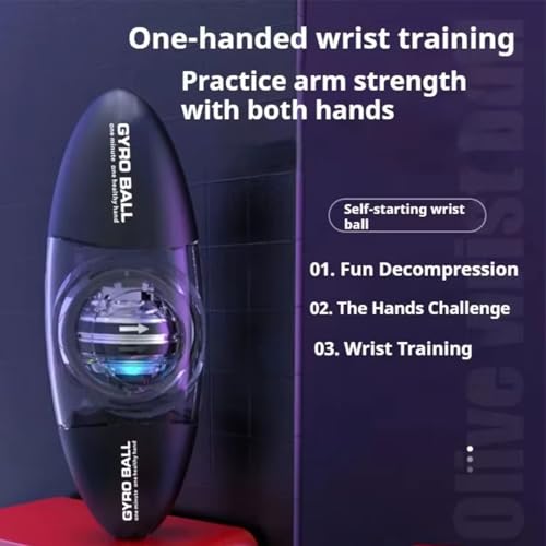 Image of Olive Wrist Ball - Self-Starting Gyro Exerciser for Hand, Wrist & Forearm Strength, Grip Trainer for Fitness, Stress Relief, Rehab & Recovery - Portable, Durable Design (Oval, Black)