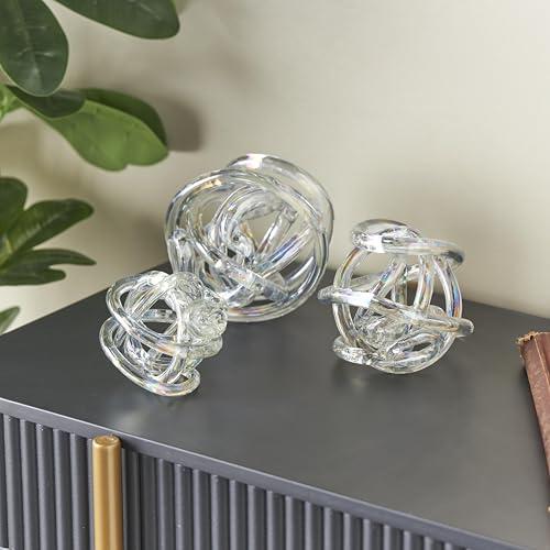 Juego de 3 esculturas decorativas de cristal transparente miniatura 5