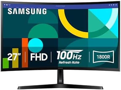 Samsung 27" Essential S3 (S36GD) Series FHD 1800R Curved Computer Monitor