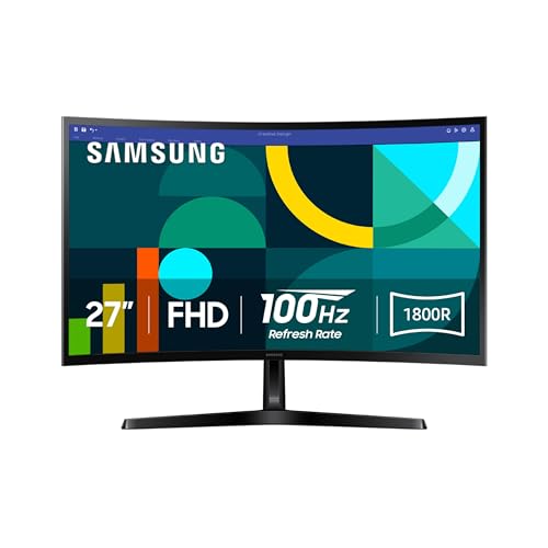 Samsung 27″ Essential S3 (S36GD) Series FHD 1800R Curved Computer Monitor, 100Hz, Game Mode, Advanced Eye Comfort, HDMI and D-sub Ports, LS27D366GANXZA, 2024