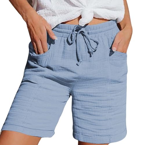 Short d'été pour femme fluide taille haute avec poches contre la chaleur