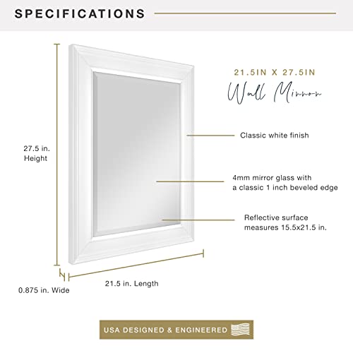 Image of MCS 15 x21 Inch Wall Mirror, 21x27 Inch Overall Size, White (20450)