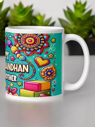 Image of Better Gift Flowers Happy Rakshabandhan Mug, Round Shaped Multicolor Themed Coffee Mugs, Mug for Gifting, Gifting Items for Family, Friends & Closed Ones