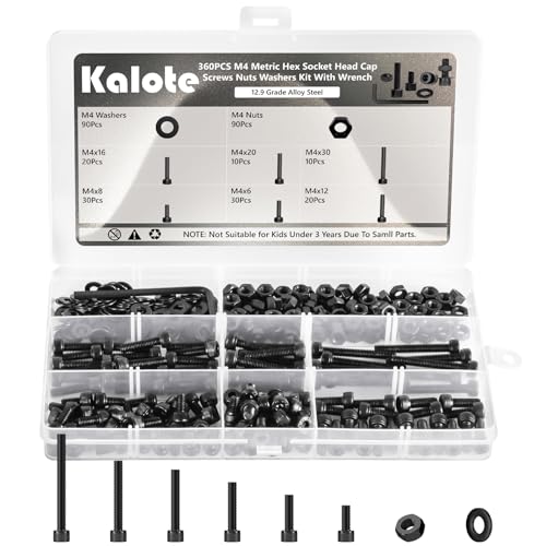 M2 Nuts and Bolts Set, 780 Pcs Hexagon Socket Head Cap, Hex Socket Cap Head Screws, Black Machine Screw Bolts and Nuts and Flat Washers Assortment Kit, for DIY Bicycle Motorcycle Repair