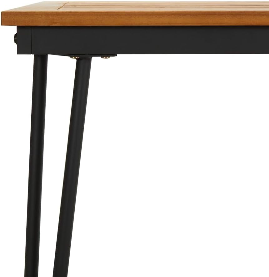 Garden Table Acacia Wood Brown Solid Acacia Wood, Powder-Coated Metal Patio Table Coffee Tables for Pool Deck