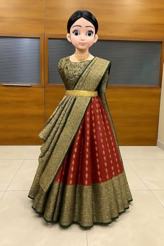 Image of ZITON ARICO MART Women's Indian Traditional Kanjivaram Silk Pure Weaving Lehenga Choli Along With Dupatta And Blouse Piece, Half Saree (Unstitched)