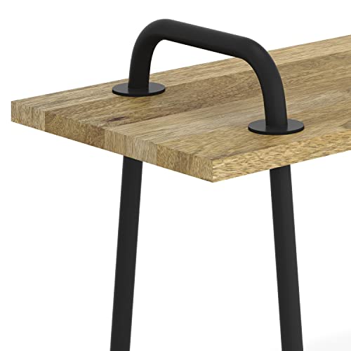 SIMPLIHOME Berkeley SOLID MANGO WOOD 42 Inch Wide Industrial Entryway Bench in Natural, For the Living Room, Entryway and Family Room