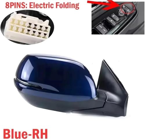 Rétroviseur électrique avec commande 8 broches et miroir chauffant CRV bleu