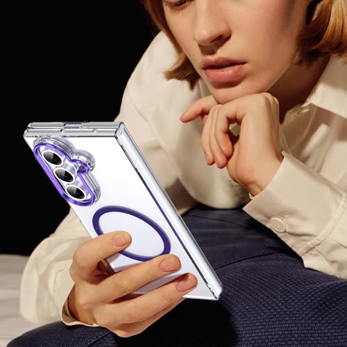 Coque Samsung Z Fold 5 protège écran MagSafe violette évite les chutes