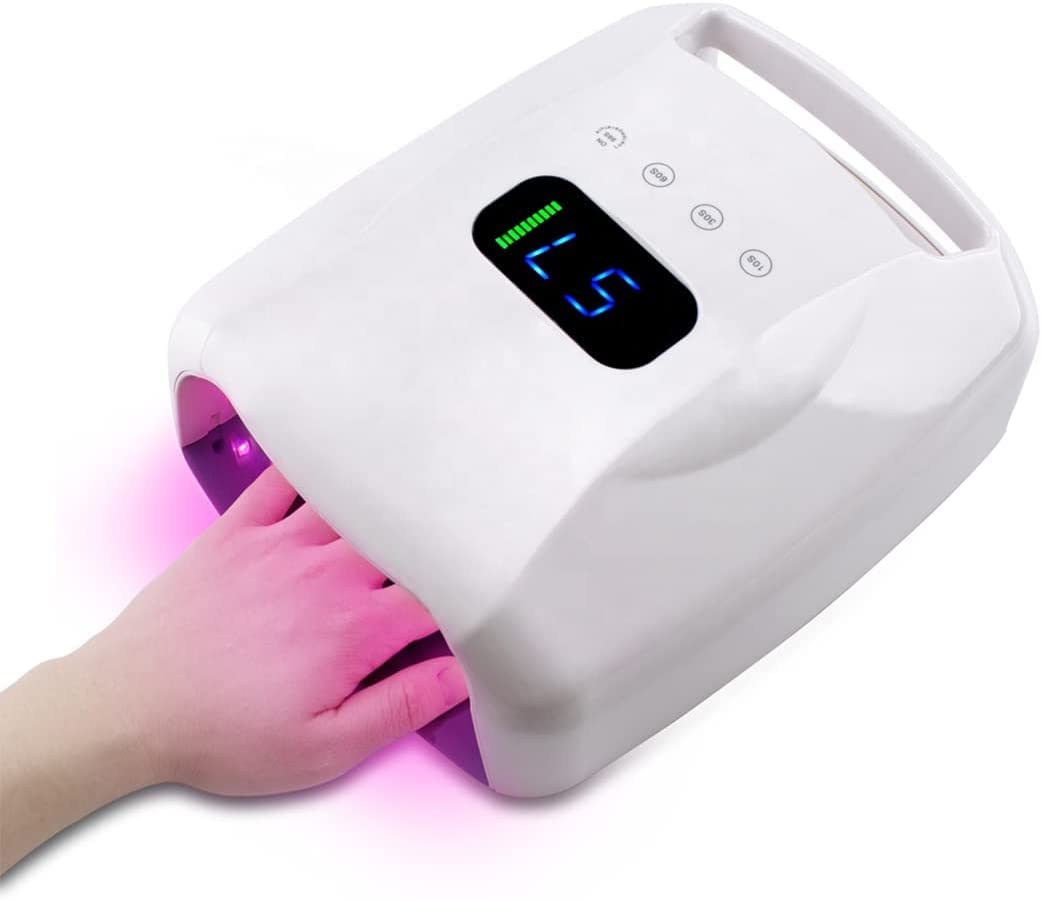 Lampada for Unghie Asciuga Unghie Gel UV LED Lampada for Unghie 96W Ricaricabile, Asciuga Unghie Professionale Cordless con 4 Timer Impostazione Sensore Automatico di Luce Rosa, Strumenti for Manicure