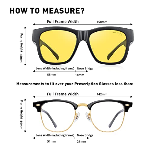 Night Driving Glasses Wraparound Fit over Sunglasses for Men - Women Around Shield Sunglasses Leather Eyeglasses Case3