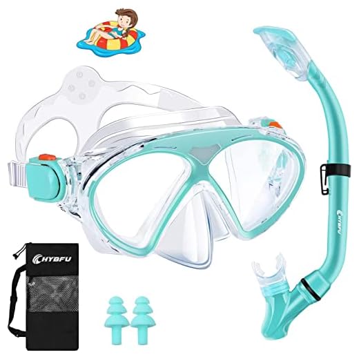 CHYBFU Kids Snorkel Set, Snorkeling Gear for Kids with Foldable Dry Top Snorkel and Anti-Fog Snorkeling Goggles, Snorkeling Packages Swimming Mask and Snorkel Set Kids for Youth Junior Girls, Boys