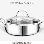 HOMICHEF 14-Piece Nickel Free Stainless Steel Cookware Set Whole-Clad 3-Ply - Mirror Polished Pots And Pans Set - Healthy Cookware Set With Steamer - Non-Toxic Induction Cookware Sets
