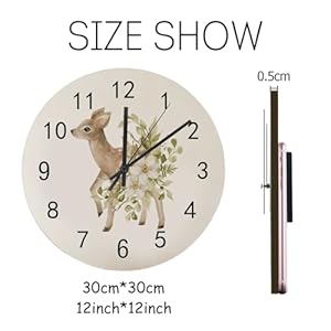 Wood Wall Clock for Living Room Decor Cute Deer White Flowers Green Leaves 11.8 Inch Silent Non-Ticking Hanging Round Desk Clocks Battery Operated Easy to Read Bathroom Kitchen Office Wood Wall Clock for Living Room Decor Cute Deer White Flowers Green Leaves 118 Inch Silent Non Ticking Hanging Round Desk Clocks Battery Operated Easy to Read Bathroom Kitchen Office