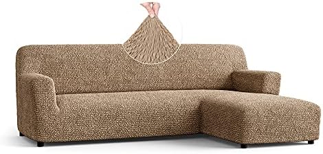 Menotti Corner Sofa Cover - Corner Couch Cover - Pet Protector - Soft Polyester Fabric Slipcovers - 1-piece Form Fit Stretch Sectional Sofa Slipcover Furniture Protector - Microfibra - Choco (Corner)