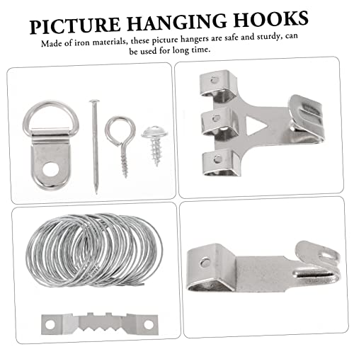 Image of Heavy Duty Picture Hanging Kit with Wall Hooks Durable Iron Nails for Artworks Easy to Use for Home Decoration and Gallery Displays