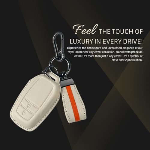 Image of keyzone Royal Leather Key Cover with Strap fit for Toyota Innova Crysta, Innova HyCross, Hilux, 2-Button Smart Key