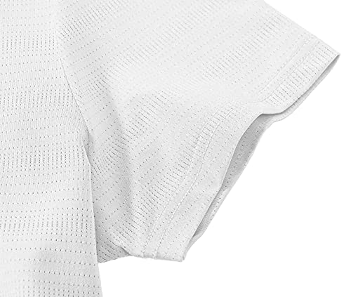 Bgowatu Women’s Golf Polo Shirts Short Sleeve V-Neck Collarless Tennis T-Shirt Quick Dry Lightweight Tops White L #TOP4