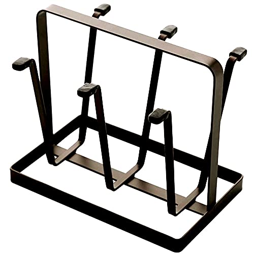 Égouttoir à bouteilles, support en métal pour 6 tasses, crochets de protection en silicone, antidérapant, support de séchage pour bouteilles, support pour verres et tasses à café (noir café) Cover