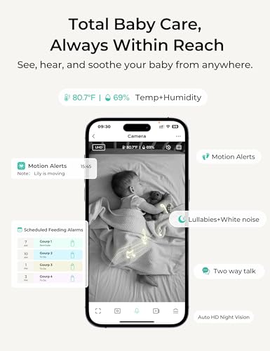 Image of Dr.Care VistaView Lite RB Smart WiFi Baby Monitor - 4 inch 720P Split Screen & 1080P Camera App Control, Motion Alerts, 2500mAh Removable Battery, HD Night Vision, 2-Way Talk, Multi-User, Triple Security