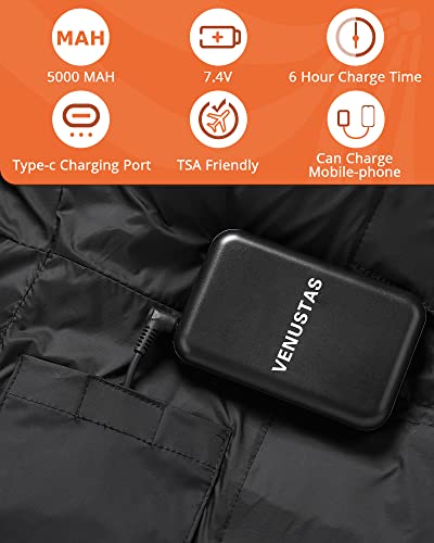 Venustas 3-In-1 Heated Coat For Women, Heated Down Jacket With 7.4V Battery Pack, 5 Heating Zones, 90% Duck Down, Rechargeable Heated Coat For Hiking Hunting Camping #TOP5