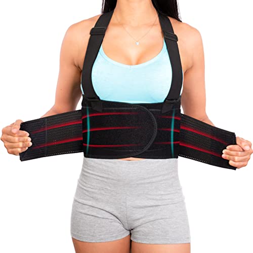 Lower Back Brace With Suspenders | Back Support Belt For Men & Women | Adjustable Work Back Brace For Moving Construction Warehouse Heavy Lifting & Other Industrial Activities Safety & Protection M #TOP10