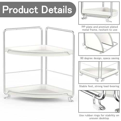 Mokani Bathroom Organizers Countertop, 2-Tier Corner Shelf, Counter Organizer, Makeup Cosmetic Perfume Vanity Storage for Bathroom Washroom Kitchen Spice Rack by Mokani - Image 5