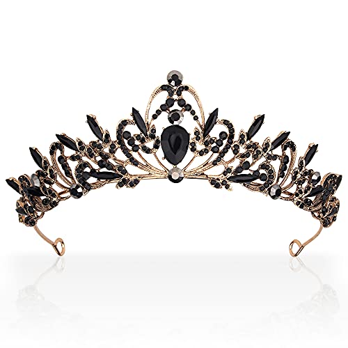 Aprince Baroque Black Crowns and Tiaras for Women, Queen Crown Princess Tiara Vintage Crowns Birthday Tiaras for Women Girls Gothic Crowns for Halloween Prom Birthday Wedding Festival Party