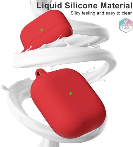 Image of Meyaar for Apple AirPods Pro 3 Case Cover with Keychain, Soft Skin Silicone Case Cover, Full Protective Case Cover Compatible with AirPods Pro (3rd Generation) Case 2025 (Red)