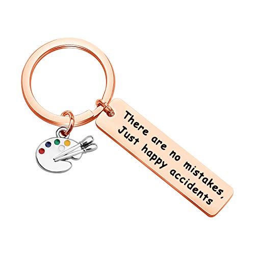 PLITI Gift for an Artist There are No Mistakes just Happy Accidents Inspirational Key Chain