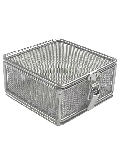 Bandeja médica, bandeja quirúrgica, bandeja de esterilización de instrumental médico, cesta perforada de malla de acero inoxidable 304, malla de 1 mm, apta for instrumental quirúrgico, médico y dental