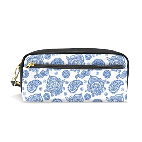 Astuccio con foglie di palma tropicale su sfondo geometrico astuccio per matite penne pennarelli articoli di cancelleria per scuola e ufficio Multi 15 verde pelle sintetica bianco nero