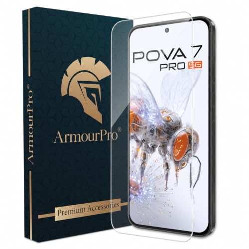 Image of ArmourPro 3D Borderless Tempered Glass for Tecno Pova 7 Pro and Tecno Pova 7, HD Clear Curved Edge to Edge Screen Protector, 9H Hardness, Oleophobic Coating, Case Friendly | Pack of 1
