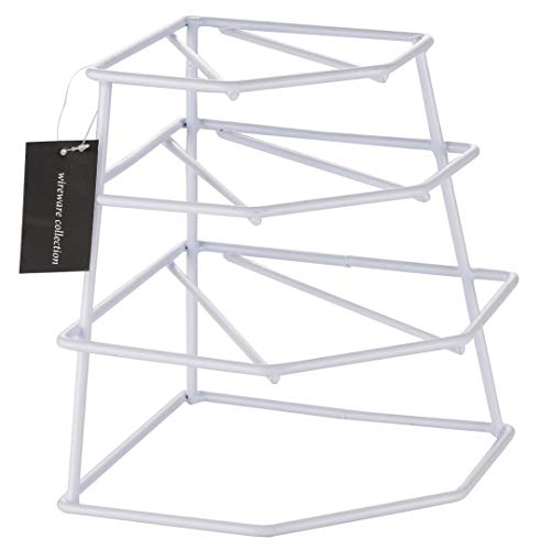 CookSpace (TM) White 4 Tier Heavy Duty Corner Plate Storage Rack Stand Holder
