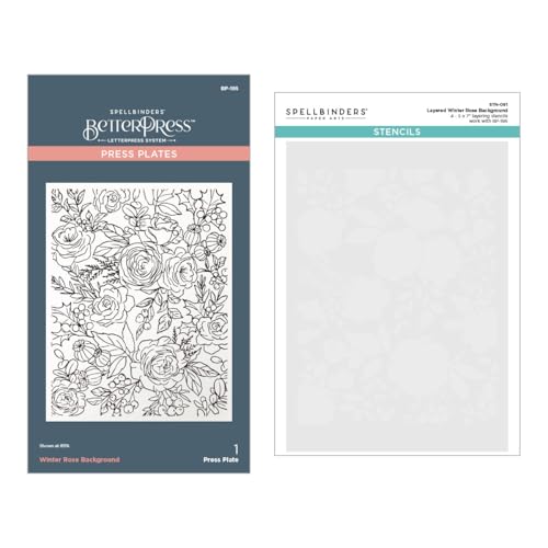 BetterPress Spellbinders BD-0879 rosas de invierno plantilla fondo scrapbooking y tarjetería