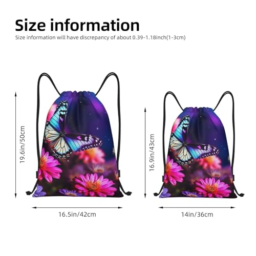 Drawstring Bag Lightweight Small Gym Bag for Women Butterfly Beautiful Flowers Soccer Backpack for Sports Travel3