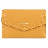 FORRICA Femmes Portefeuille Court Porte Monnaie Elégant Pochette Dames Fermeture Éclair Poche à Monnaie Porte Cartes PU Cuir Portefeuilles avec Boîte Cadeau Jaune