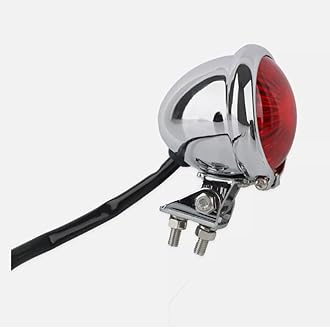 Motorcycle Tail Light LED Retro Red Brake Light Rear Brake Tail Light for ATV Cafe Racer Bobber Chopper cruiser Stop Light (Silver Red)