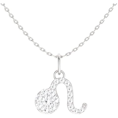 Diamondere Leo Pendant (Zodiac symbol is Lion) with certified diamonds Necklace in 14K White Gold