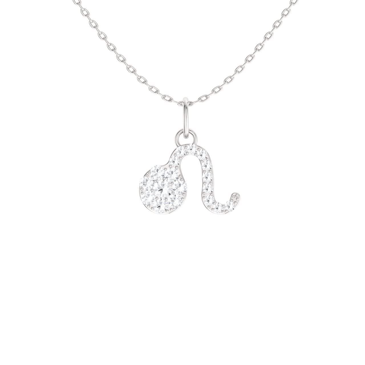 Colgante Leo (símbolo del zodiaco es León) con diamantes certificados Collar en oro blanco de 14 quilates - Diamondere