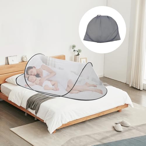 Moskitonetz Pop Up 200 x 80 x 56 cm, Faltbares Moskitonetz, Moskitonetz Reise Pop Up, Tragbares Campingzelt, Familien-Moskitonetzbett, Reise Moskitonetz Bett, für Zuhause und Campi