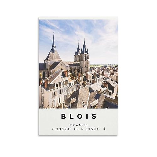 Blois Poster Colorful Print, Blois Wall Art, Blois Photo Decor, Blois Gift Travel Print,Centre-Val D Canvas Art Poster And Wall Art Picture Print Modern Family Bedroom Decor Posters 16x24inch(40x60cm)