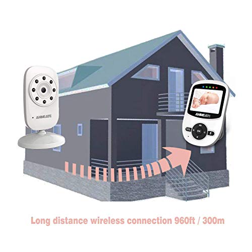 Video Baby Monitor with Digital Camera, ANMEATE Digital 2.4Ghz Wireless Video Monitor with Temperature Monitor, 960ft Transmission Range, 2-Way Talk, Night Vision, High Capacity Battery