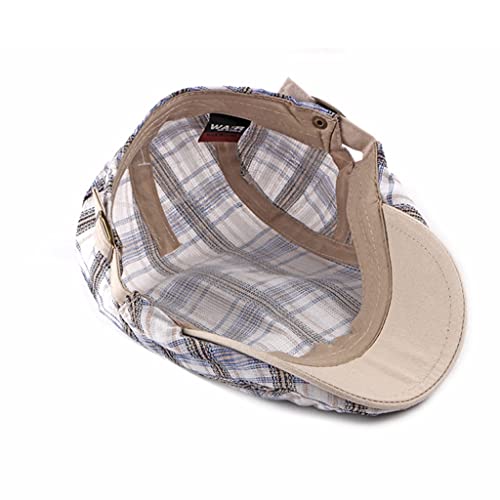 Hldeth Men's Casual Newsboy Hat Spring And Autumn Outdoor Retro Painter Plaid Beret Hat Wild Cotton Hats Duckbill Cap (Color : Red, Size : 56-60Cm) #TOP2